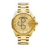 Diesel Mega Chief Chronograph Gold Dial Gold Steel Strap Watch For Men - DZ4360