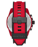 Diesel Mega Chief Chronograph Black Dial Red Rubber Strap Watch For Men - DZ4526