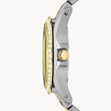 Fossil Riley White Dial Two Tone Steel Strap Watch for Women - ES3204