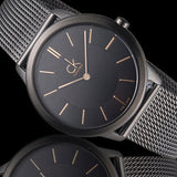 Calvin Klein Minimal Black Dial Black Mesh Bracelet Watch for Men - K3M224B1