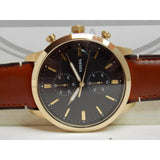 Fossil Townsman Chronograph Black Dial Brown Leather Strap Watch for Men - FS5338