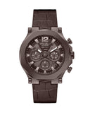 Guess Edge Chronograph Brown Dial Brown Leather Strap Watch For Men - GW0492G2