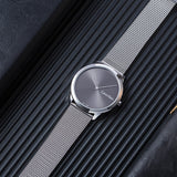 Calvin Klein Minimal Grey Dial Silver Mesh Bracelet Watch for Men - K3M211Y3