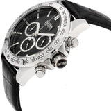Hugo Boss Ikon Black Dial Black Leather Strap Watch for Men - 1513178