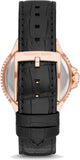 Michael Kors Camille Three-Hand Crystals White Dial Black Leather Strap Watch for Women - MK2962