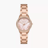 Michael Kors Sage Three-Hand Crystals Mother of Pearl Dial Rose Gold Steel Strap Watch for Women - MK4823