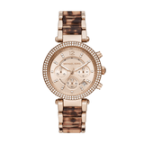 Michael Kors Parker Chronograph Rose Gold Dial Two Tone Steel Strap Watch For Women - MK6832