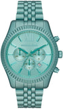Michael Kors Lexington Chronograph Turquoise Dial Turquoise Steel Strap Watch For Men - MK8793