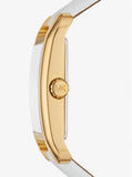 Michael Kors Petite Quartz White Dial White Leather Strap Watch for Women - MKO1059