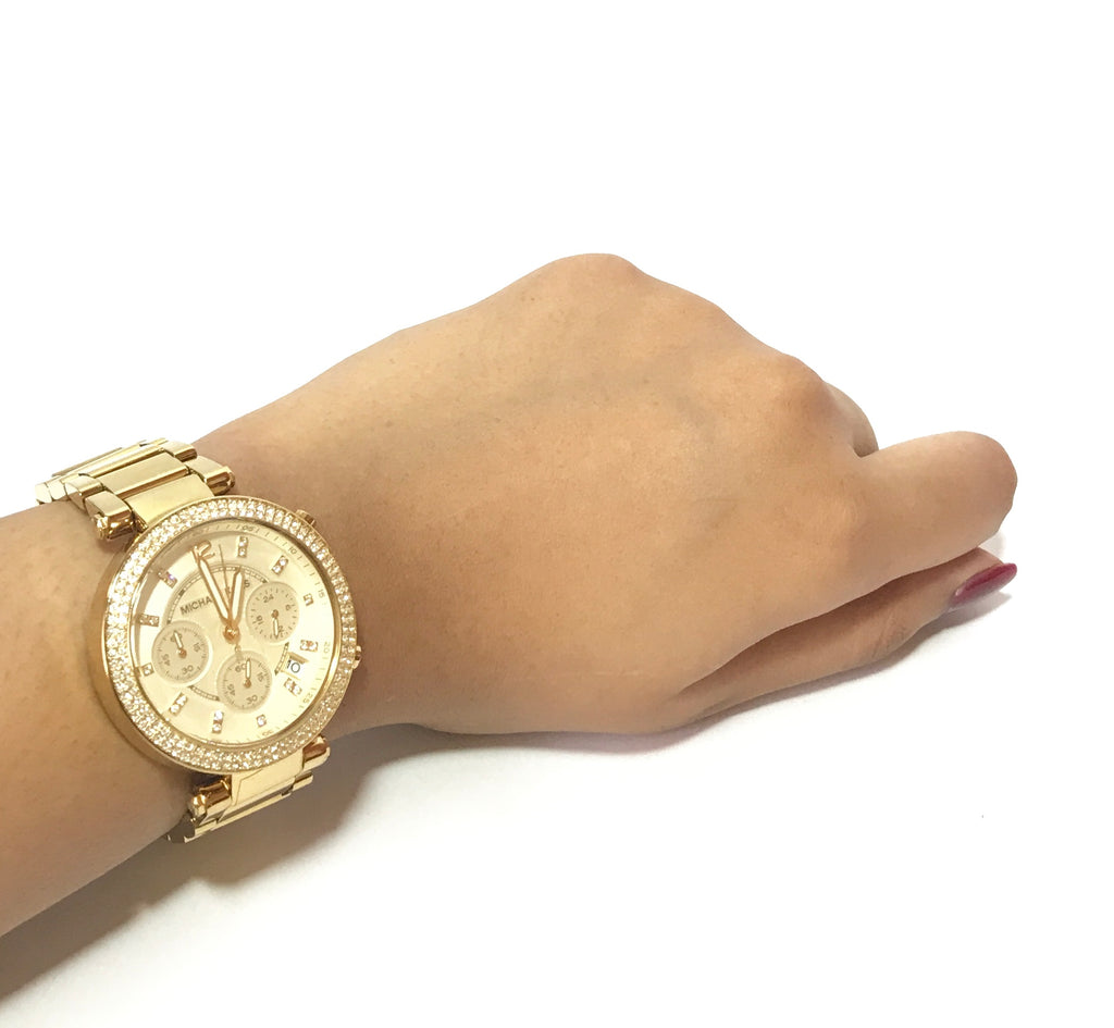 Michael Kors Parker Gold Dial Gold Steel Strap Watch for Women - MK5354