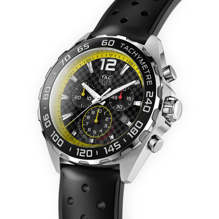 Tag Heuer Formula 1 Chronograph Black Dial Black Rubber Strap Watch for Men - CAZ101AC.FT8024