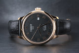 Tissot T Classic Le Locle Automatic Black Dial Black Leather Strap Watch For Men - T41.5.423.53