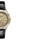 Versace Univers Beige Dial Black Leather Strap Watch for Men - VEBK00218
