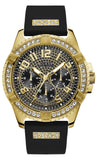 Guess Frontier Crystals Black Dial Black Silicone Strap Watch For Men - W1132G1