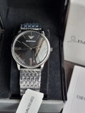 Emporio Armani Minimalist Black Dial Silver Steel Strap Watch for Men - AR11600