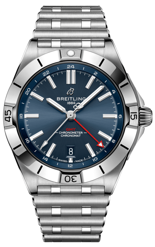 Breitling Chronomat GMT 40 Blue Dial Silver Steel Strap Watch for Men - A32398101C1A1