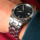 Maurice Lacroix Aikon Venturer Black Dial Silver Steel Strap Watch for Men - AI1008-SS002-331-1