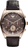 Emporio Armani Classic Chronograph Brown Dial Brown Leather Strap Watch for Men - AR0371