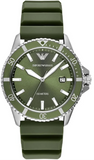 Emporio Armani World Explorer Green Dial Green Silicone Strap Watch for Men - AR11638