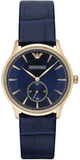 Emporio Armani Alpha Medium Blue Dial Blue Leather Strap Watch for Men - AR1848