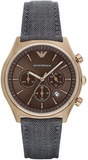 Emporio Armani Zeta Chronograph Brown Dial Gray Fabric Strap Watch for Men - AR1976