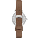 Emporio Armani Gianni T-Bar White Dial Brown Leather Strap Watch for Women - AR1988