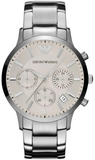 Emporio Armani Renato Chronograph White Dial Silver Steel Strap Watch for Women  - AR2459
