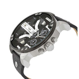 Diesel Mr Daddy Chronograph Black Dial Black Leather Strap Watch For Men - DZ7313