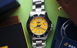 Breitling Superocean II Automatic 44mm Yellow Dial Silver Steel Strap Watch for Men - A17367021I1A1
