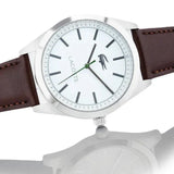 Lacoste Edmonton White Dial Brown Leather Strap Watch for Men - 2010893