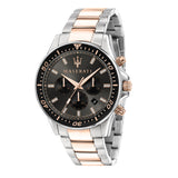 Maserati SFIDA Chronograph Black Dial Two Tone Steel Strap Watch For Men - R8873640002