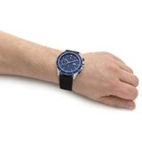 Lacoste Neoheritage Chronograph Blue Dial Black Silicone Strap Watch for Men - 2011252