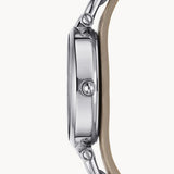 Fossil Georgia Bone Grey Dial Beige Leather Strap Watch for Women - ES2830