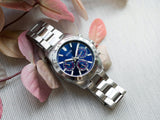 Guess Altitude Chronograph Blue Dial Silver Steel Strap Watch for Men - GW0329G1