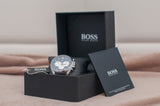 Hugo Boss Driver Blue Dial Black Leather Strap Watch for Men - 1512882