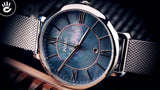 Fossil Jacqueline Mother of Pearl Blue Dial Silver Mesh Strap Watch for Women - ES4322