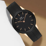 Daniel Wellington Iconic Motion Black Dial Rubber Strap Watch For Women - DW00100426