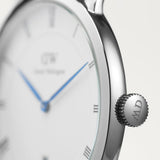 Daniel Wellington Dapper Bristol White Dial Brown Leather Strap Watch For Women - DW00100090