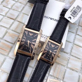 Emporio Armani Classic Black Dial Black Leather Strap Watch For Men - AR0168
