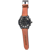 Diesel Mega Chief Chronograph Grey Dial Brown Leather Strap Watch For Men - DZ4463