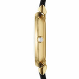 Emporio Armani Gianni T-Bar Quartz Mother of Pearl Dial Black Leather Strap Watch For Women - AR1910