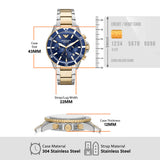 Emporio Armani World Explorer Chronograph Blue Dial Two Tone Steel Strap Watch for Men - AR11740