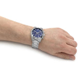 Guess Altitude Chronograph Blue Dial Silver Steel Strap Watch for Men - GW0329G1