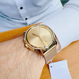 Movado Bold Gold Dial Gold Mesh Bracelet Watch For Men - 3600373