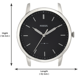 Fossil The Minimalist Three Hand Black Dial Black Leather Strap Watch for Men - FS5398