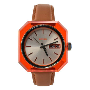 Fossil Candy White Dial Brown Leather Strap Watch for Women - ES3537