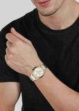 Fossil Dean Chronograph White Dial Silver Steel Strap Watch for Men - FS4795