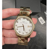 Marc Jacobs Henry Diamonds White Dial Gold Steel Strap Watch for Women - MBM3045