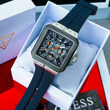 Guess Leo Chronograph Navy Blue Dial Blue Silicone Strap Watch For Men - GW0637G1