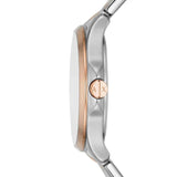 Fossil Townsman Automatic Skeleton White Dial Two Tone Steel Strap Watch for Men - ME3075